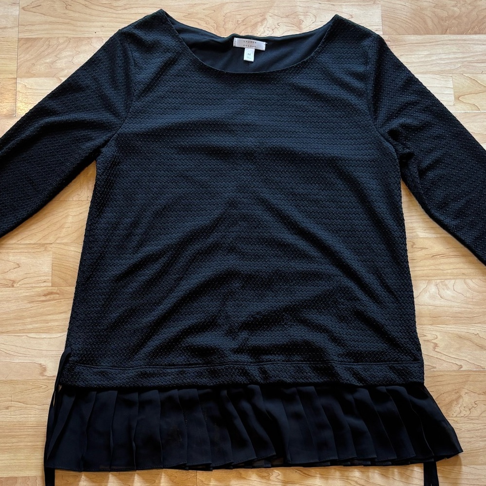 LC Lauren Conrad Black Textured Blouse Size Medium M